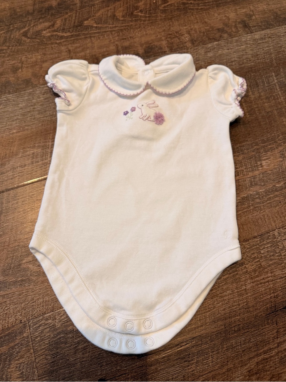 Janie and Jack Baby Bunny Embroidered Peter Pan Collar Bodysuit 3-6 Months